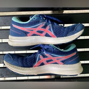 Women’s running shoes. Blue and pink. ASICS gel-contend 7.  Size 9.